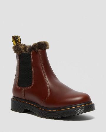 Dr Martens 2976 Leonore Faux Fur Gevoerde Laarsjes Dames Bruin | NL 659RVD